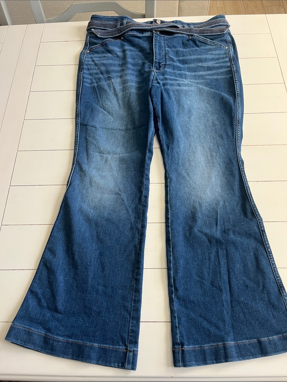 White House Black Market Dark Blue Flared Wide Leg Jeans